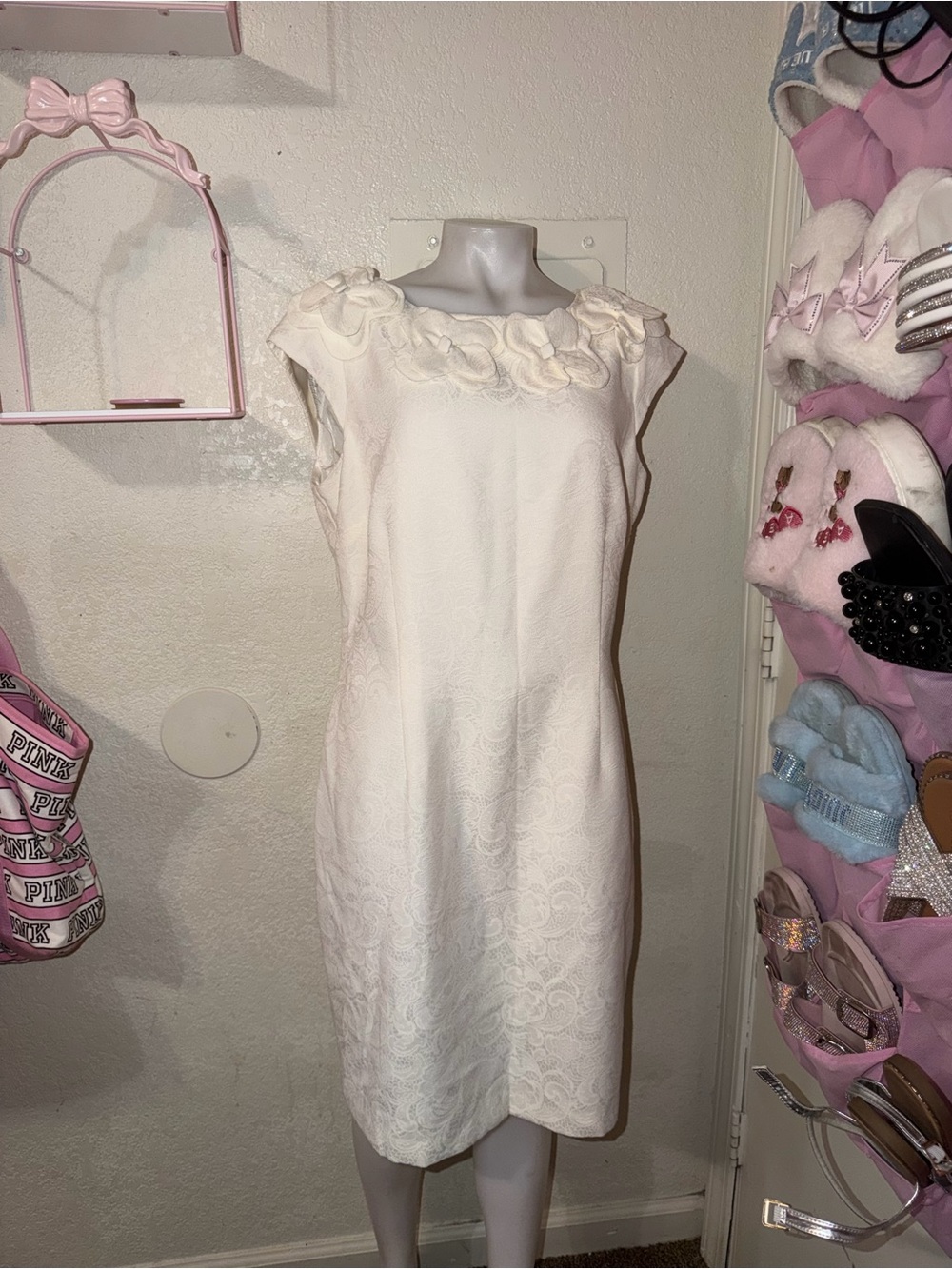 Studio I Ivory Floral Appliqué Midi Dress